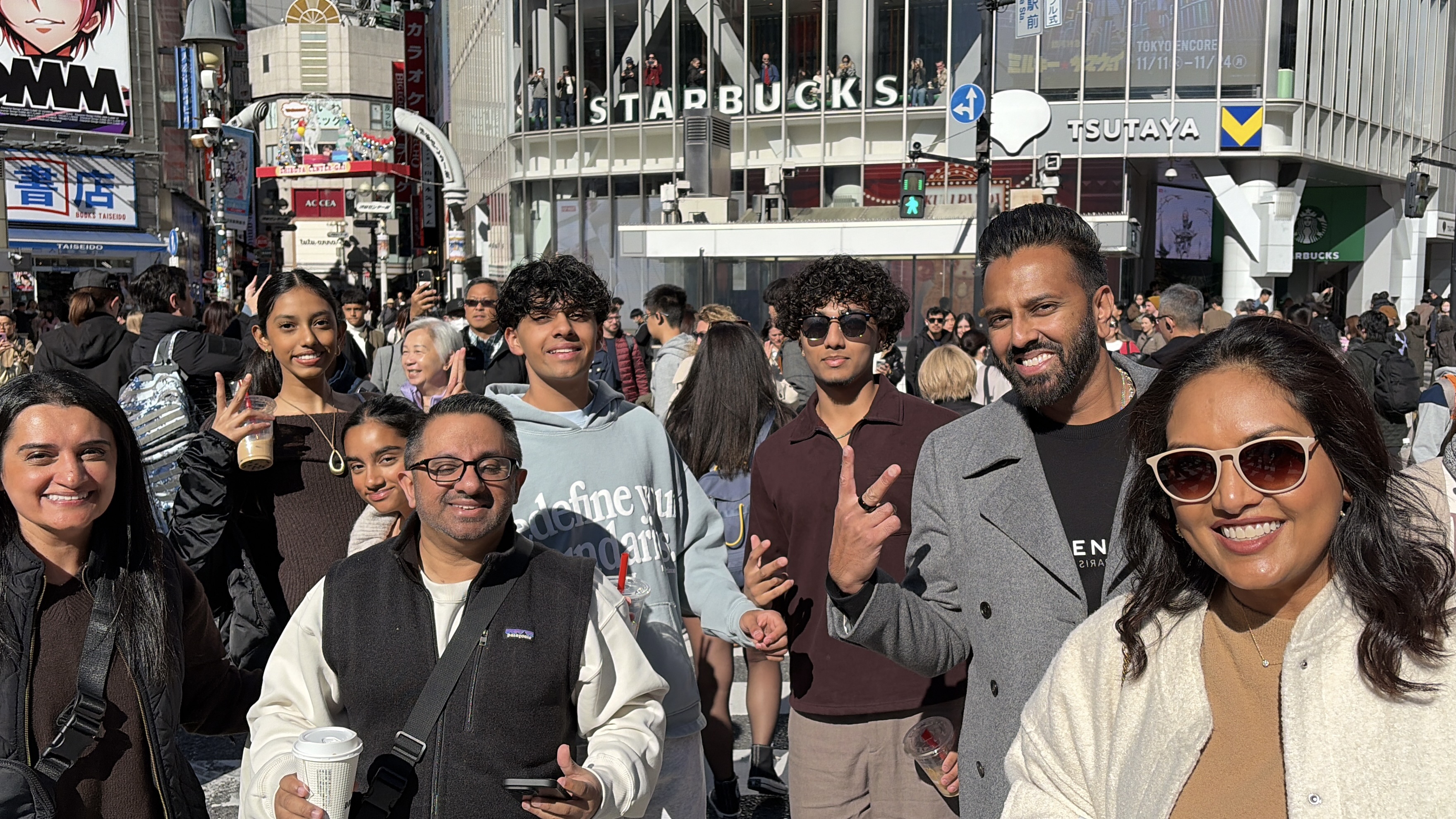 Family group at Shibuya Crossing