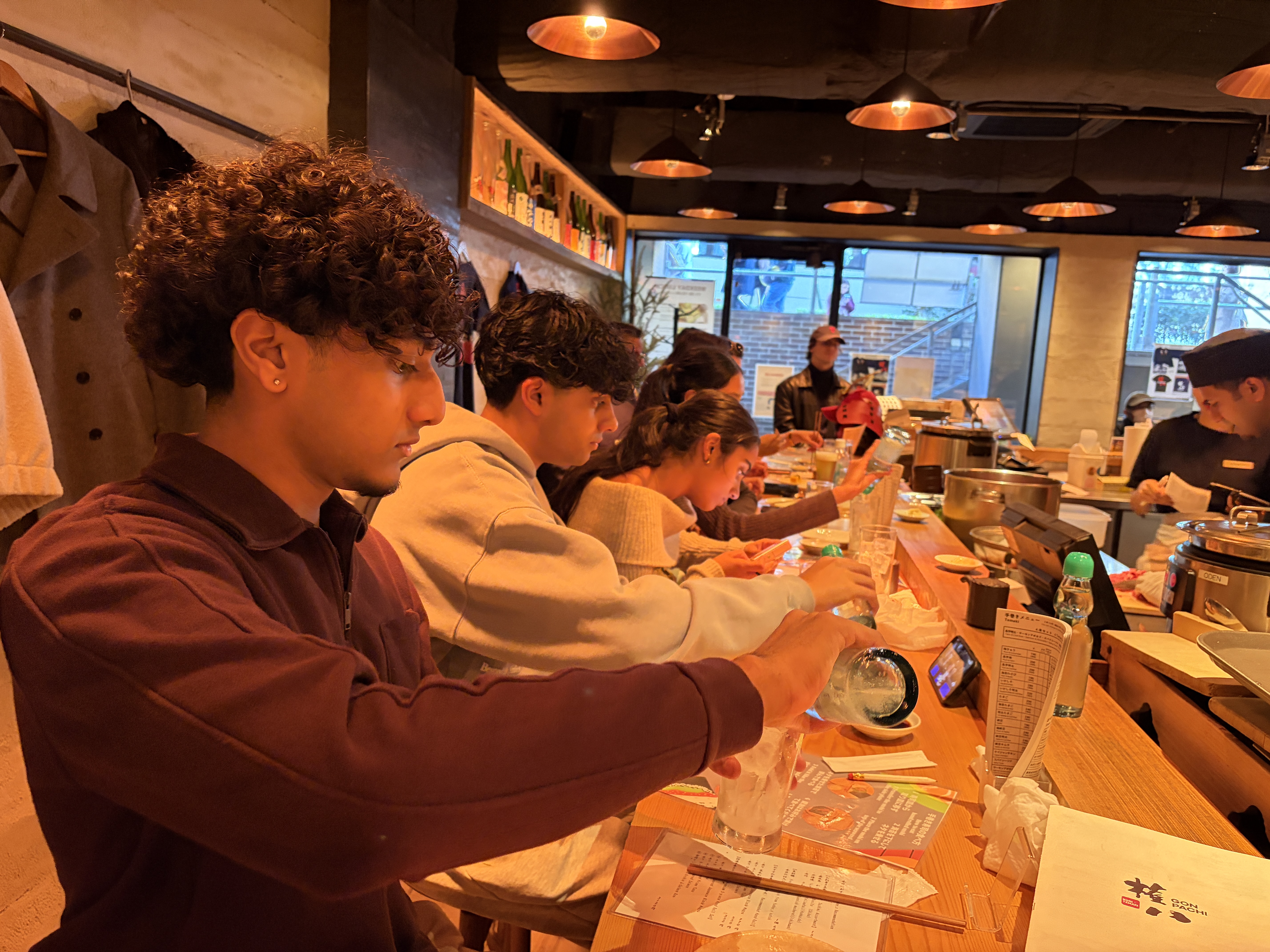 Dining at a local sushi restaurant